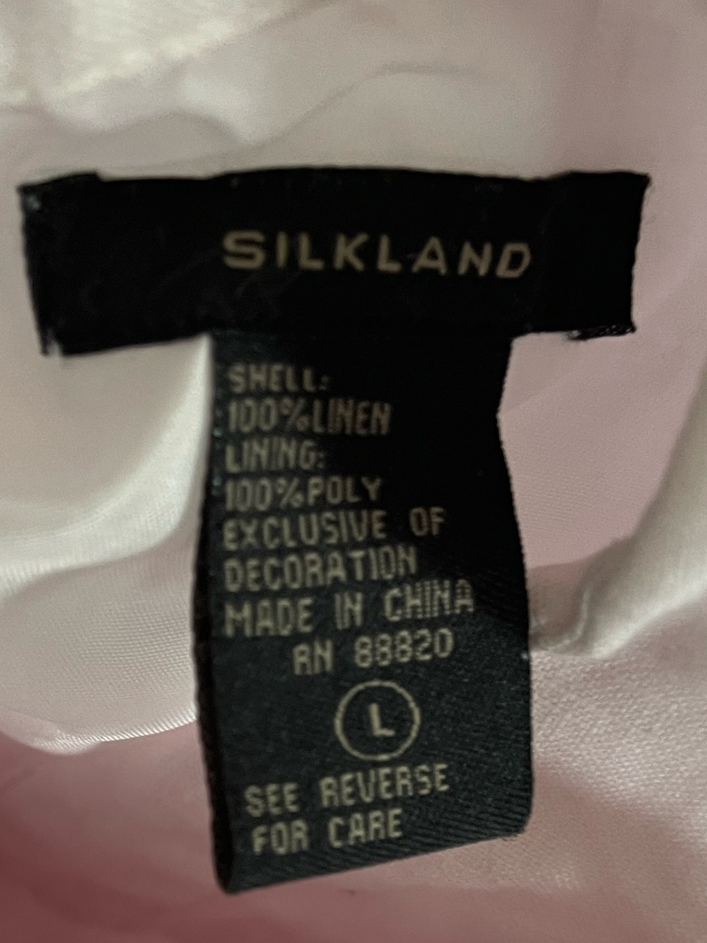 Silkland Pink Linen Wrap Blouse Embroidered Tie Waist Top Women’s L - Picture 7 of 7